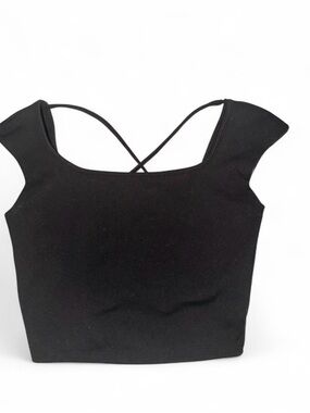Wild Fable Black Cross-Strap Square Neck Crop Top